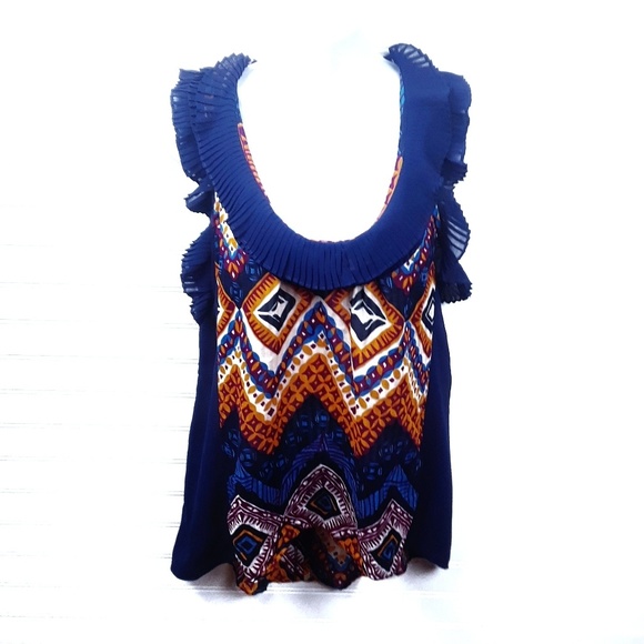 AKIRA Tops - AKIRA Ruffled Short Sleeve Blouse Print Size Large